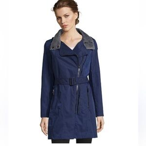 Marc New York women’s urban full zip trench jacket coat hooded slant adj zip adj